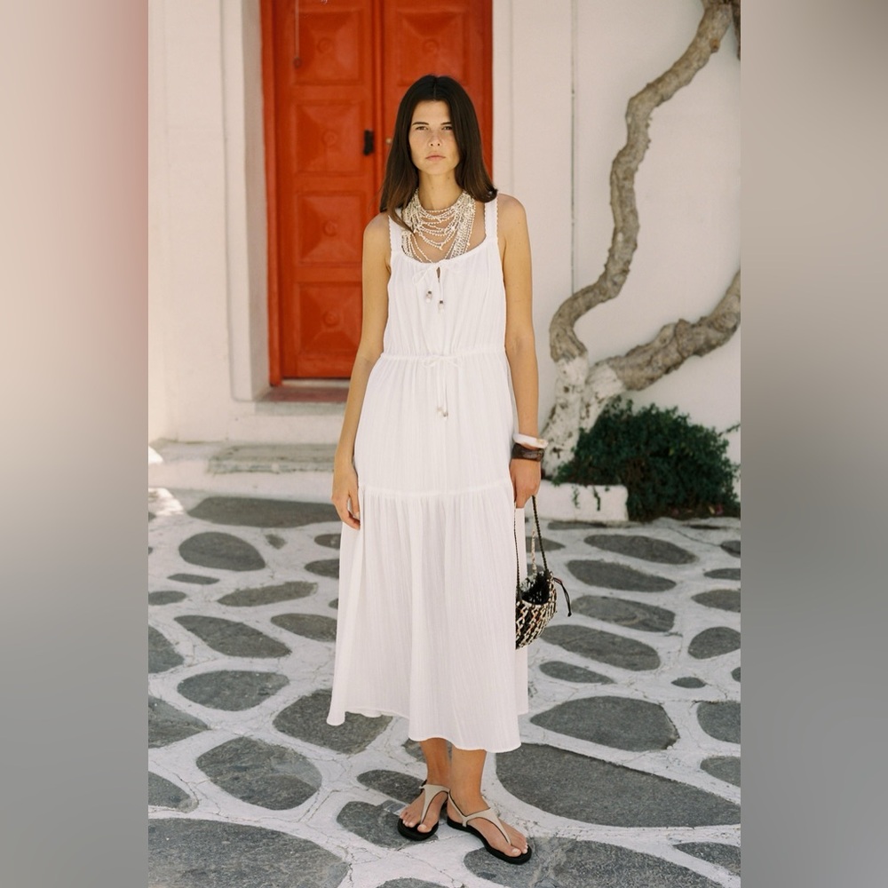 ZARA COTTON PANELED MIDI DRESS